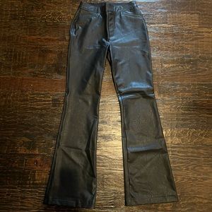FAUX LEATHER BLACK SPANX PANTS SIZE LARGE FLARE LEG MUST HAVE CLOSET ITEM